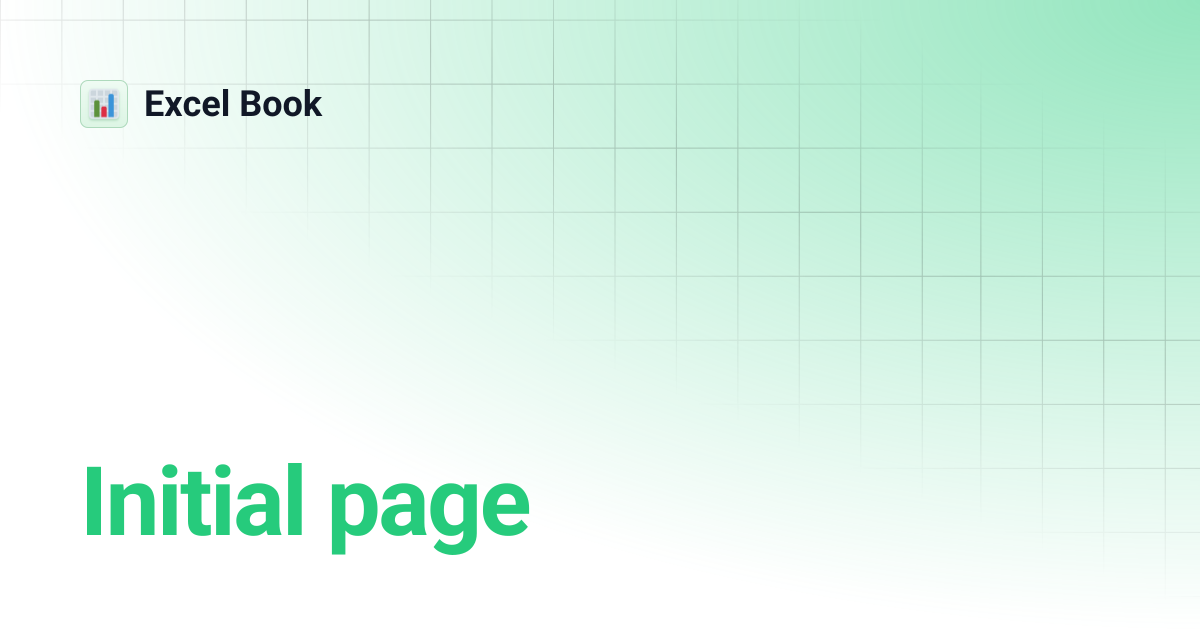 Initial page | Excel Book